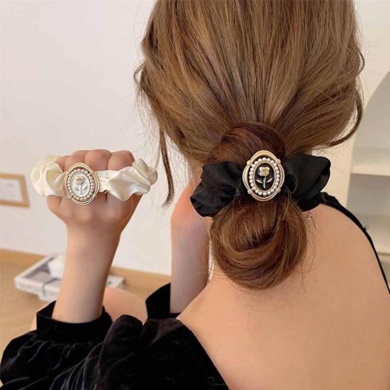 Women s Luxury Gold Rose Pearl Hair Clip A24186_Brown