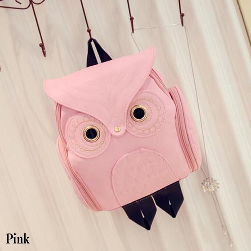 Women Backpack Stylish Cool Black PU Leather Owl Backpack Female Women Shoulder Bag