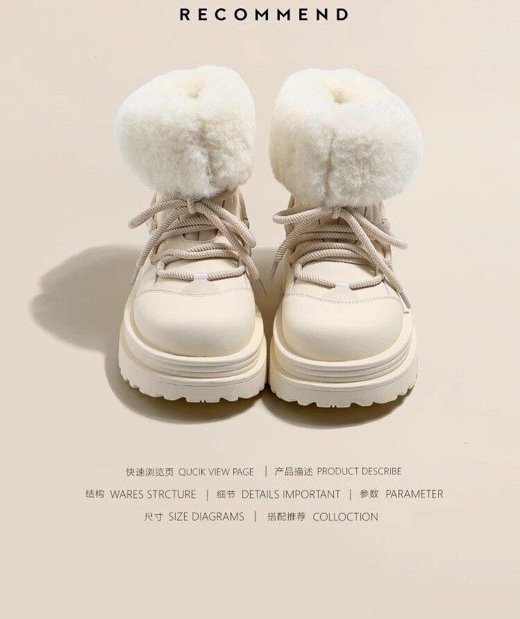 Flip the Hair and Wear Thick-soled Waterproof and Non-slip Snow Boots for Women's 2025 Winter New Velvet and Thickened Northeast Cotton Shoes