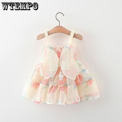 Children's Clothing Girls' Dress Summer Girls' Wing Suspender Dress Flower Baby Princess Dress