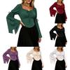 Women's Off-the-Shoulder Blouse with Elastic Neckline Vintage Top for Casual Wear