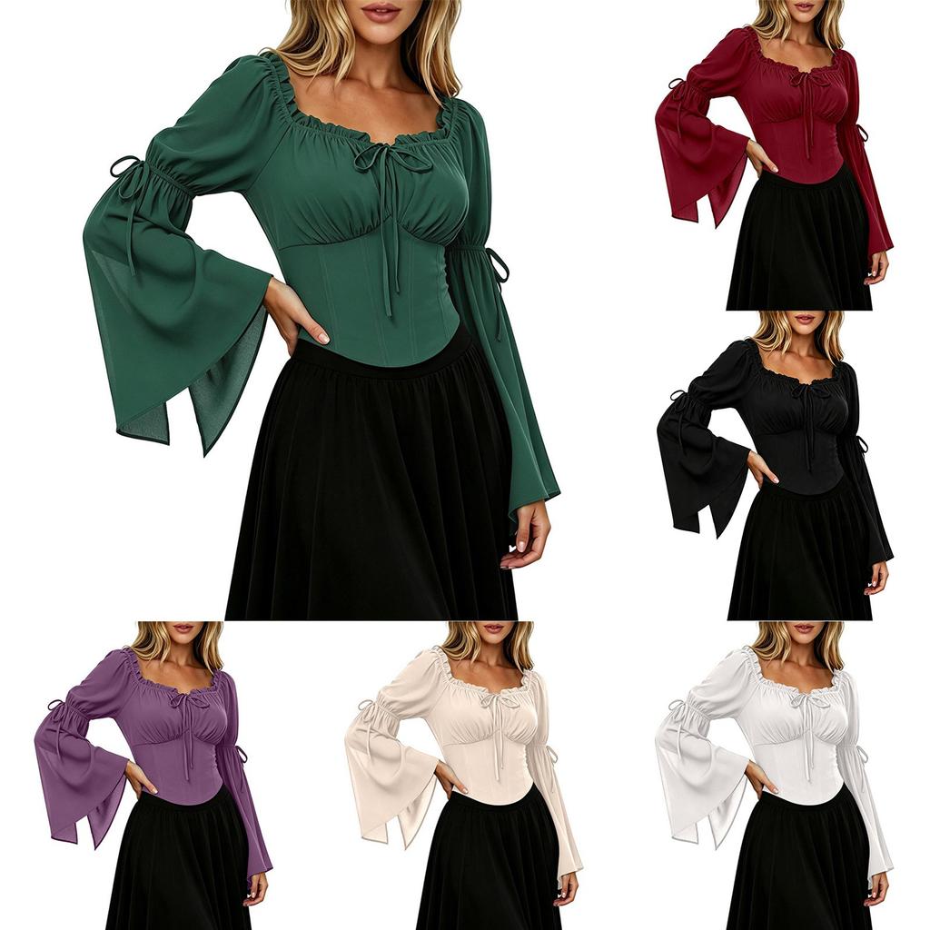 Women's Off-the-Shoulder Blouse with Elastic Neckline Vintage Top for Casual Wear