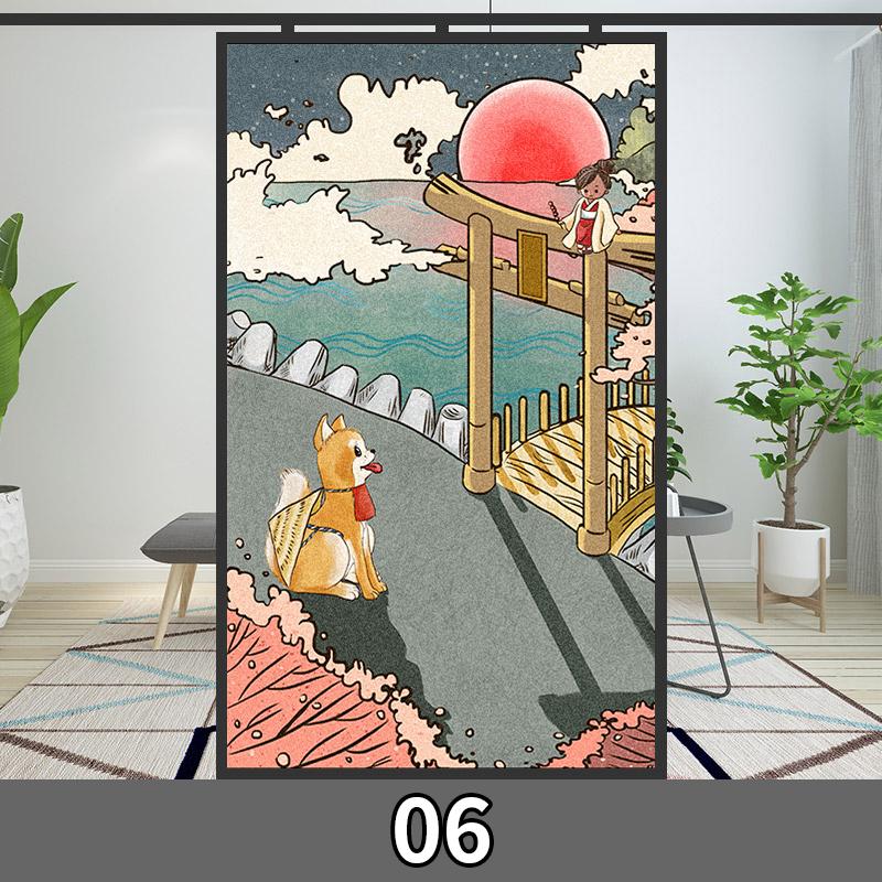 Japanese Style Privacy Window Film Static Cling Stained Ukiyo-e Cherry Blossom Glass Film Toilet Bathroom Window Stickers