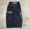 Mens Y2K Hip Hop Wide Leg Straight Fit Denim Jeans - Washed Cotton Loose Streetwear Style