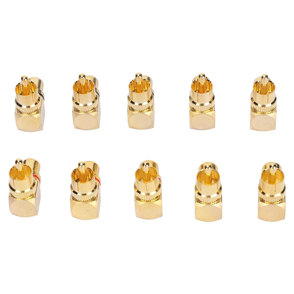 10pcs RCA Right Angle Adapter Male To Female Copper Gold Plated 90 Degree L Type RCA Adapter Connector