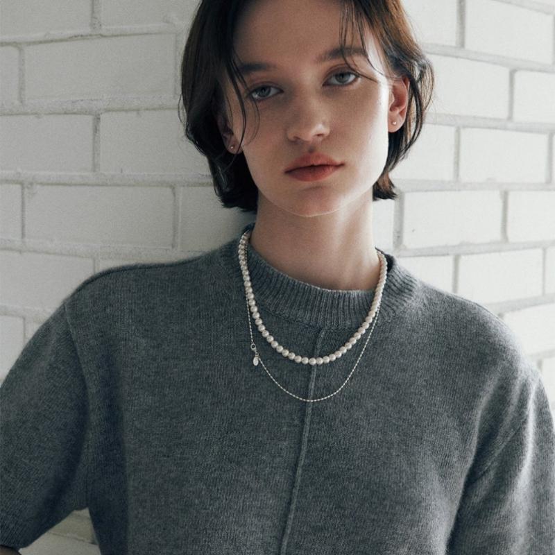 Verte 925 Silver Mini Rizi Necklace  Long Ver. 