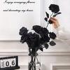 10PCS 50CM Dark Red Black Rose Artificial Flowers Halloween Party Dark Photo Decoration Prop Goth Rose Wedding Home Decor