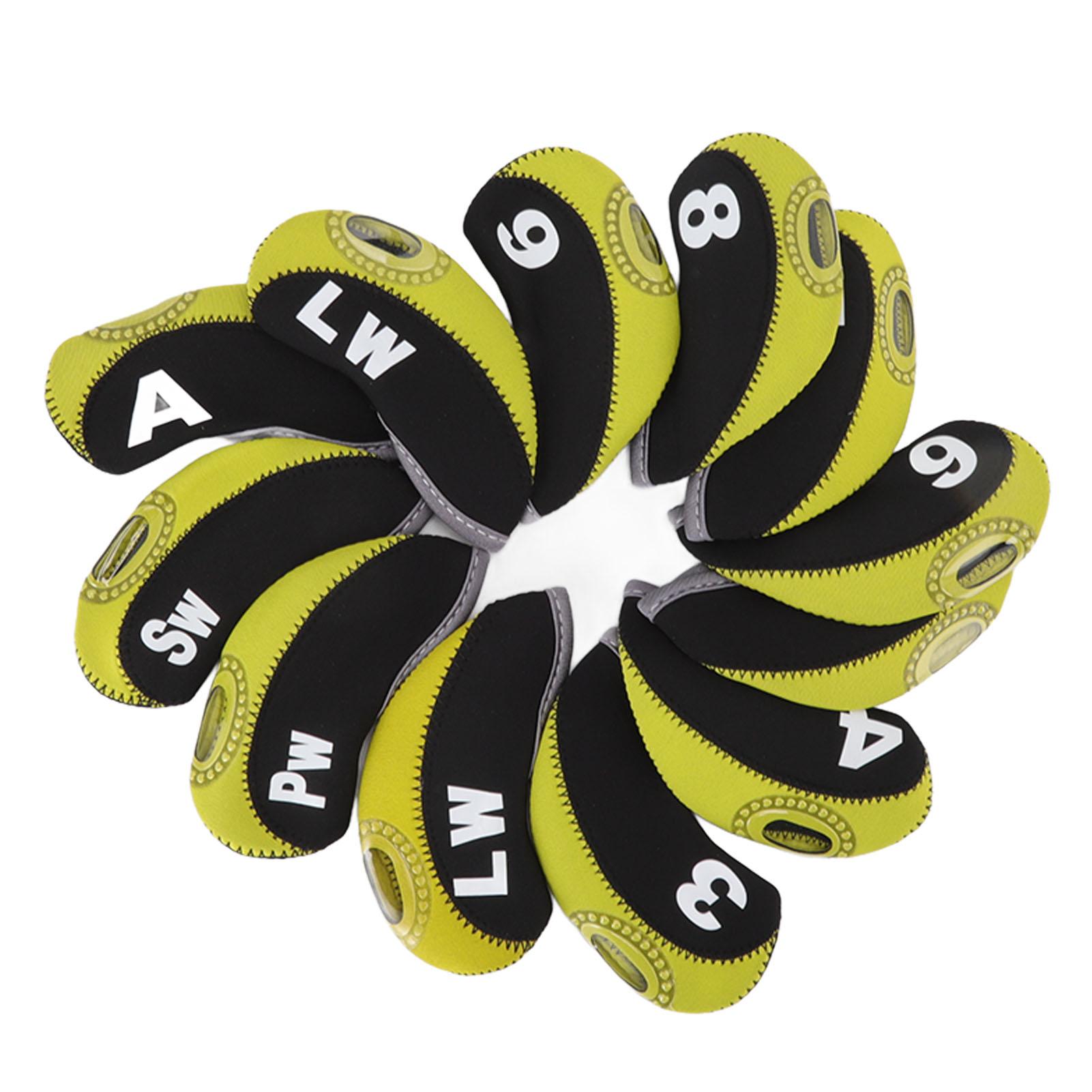 

12 шт. Чехлы для голов гольф-клубов Неопреновые Защита от царапин Защита голов гольф-клубов для улицы Черный и