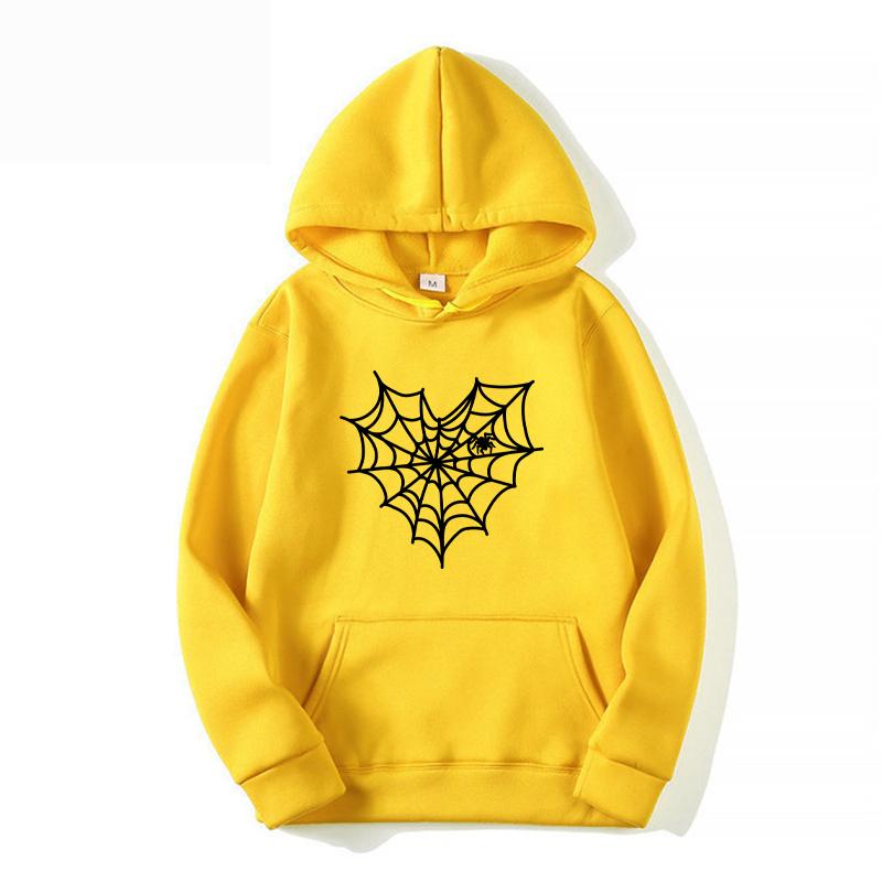 Hoodies Men Women Spider Web Pattern Print Spring Autumn Fashion Casual Pocket Lover Couple Streetwear Unisex Sweatshirts S-4XL
