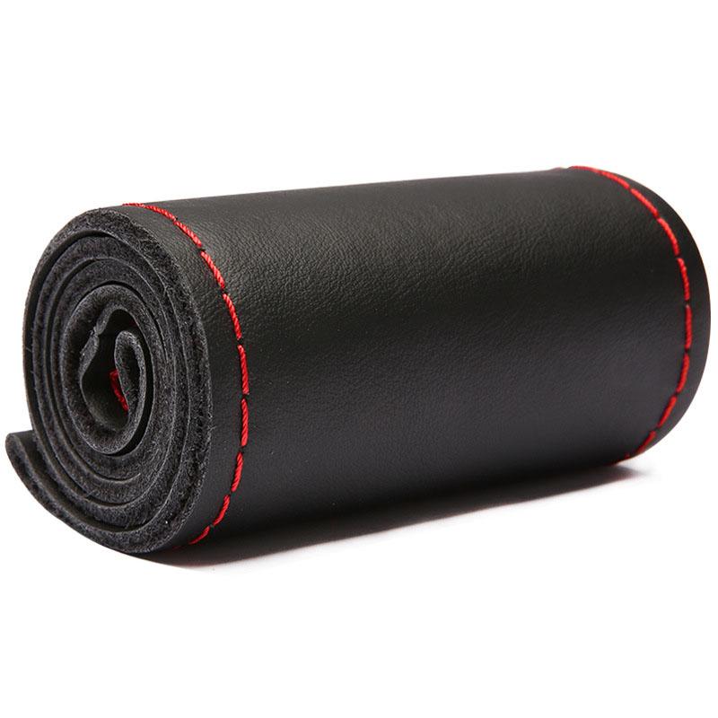 38cm 15inch Auto Stuurwielhoes Nappa Toplaag Koeienhuid Echt Leer Wiel Vlecht Cover Handgestikt Zachte Autoproducten