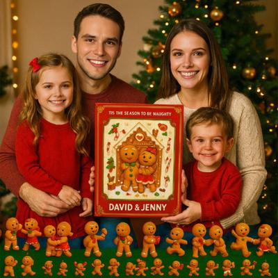 Lebkuchenpaar Weihnachts-Adventskalender 2025 24-Tage-Countdown-Box Acryl-Ornamente zum Aufhängen am Baum