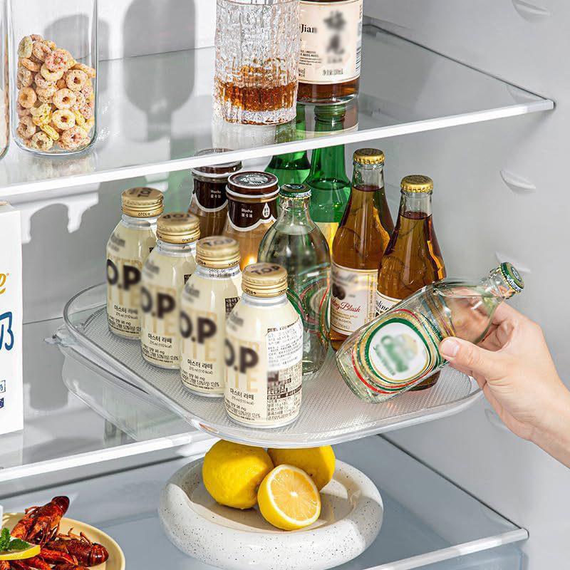 360 Degree Rotating Refrigerator Turntable Storage Tray Organizer Multipurpose Kitchen Spice Shelf for Countertop Pantry BOX PACK