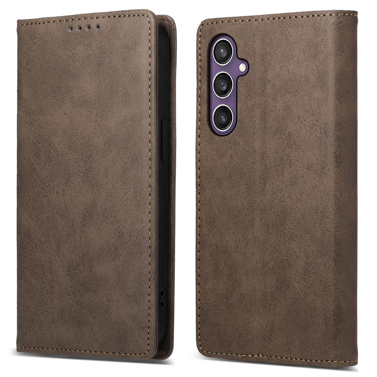 

DF-05 For Samsung Galaxy S24+ Cell Phone Case RFID Blocking PU Leather Cover Brown