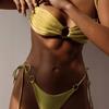 New Solid Color Sexy Ring Hollow Split Swimsuit Strap Neck Tube Top Two-piece Bikini Set