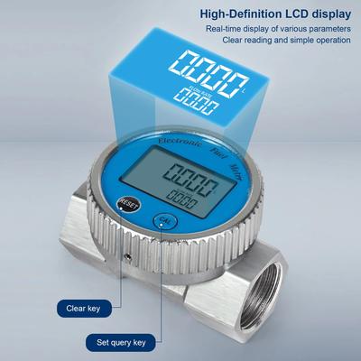 1inch Electronic Turbine Flow Meter High Precision Digital Display DN25 Fuel Meter Waterproof Explosion-Proof Anti-Interference