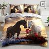 3pcs Love Themed Horse 3D Printed Bedding Set Cozy Comfortable Duvet Cover King Queen Twin Size Birthday Gift Bedroom Decoration