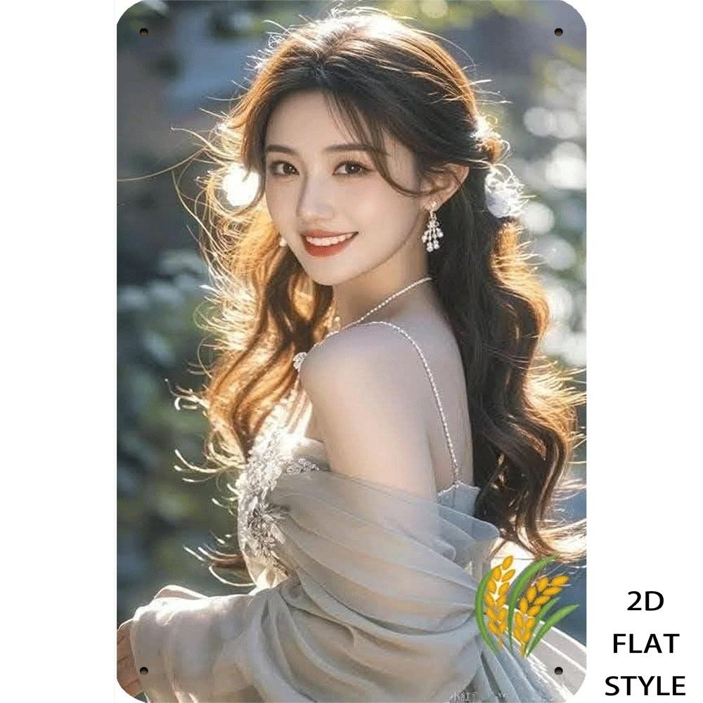 Elegant Lady Retro Iron Sign Xin Metal Tin Sign Wall Art Romantic Home Decor Vintage Poster