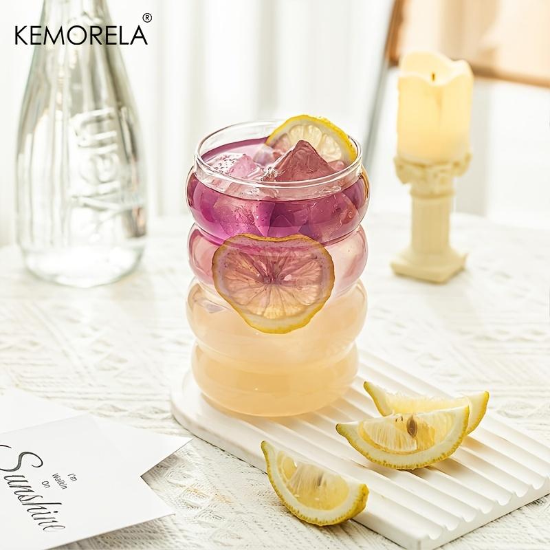 16OZ Drinking Glasses With Glass Straw 4pcs Set 350ML/470ML Shaped Glass Cups Beer Glasses Iced Coffee Tumbler Cup