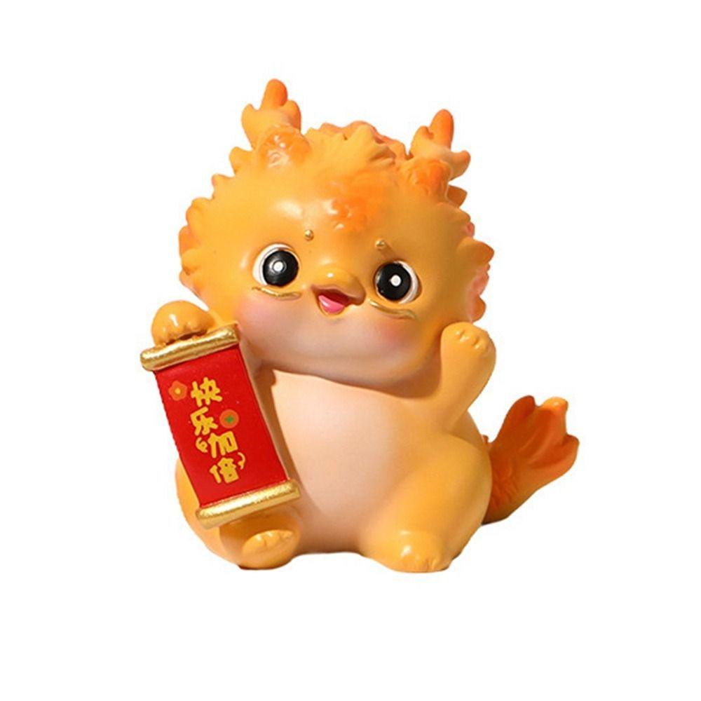 Waterproof Zodiac Dragon Ornaments Dragon Design Resin Dragon Miniatures Wear-resistant Cartoon Dragon Year Lucky Ornaments