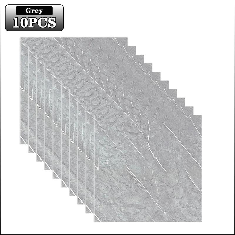 10PCS Marble Style Self Adhesive Floor Stickers Thickened Wear Resistant PVC Tiles for Household Room Decoration Easy Install