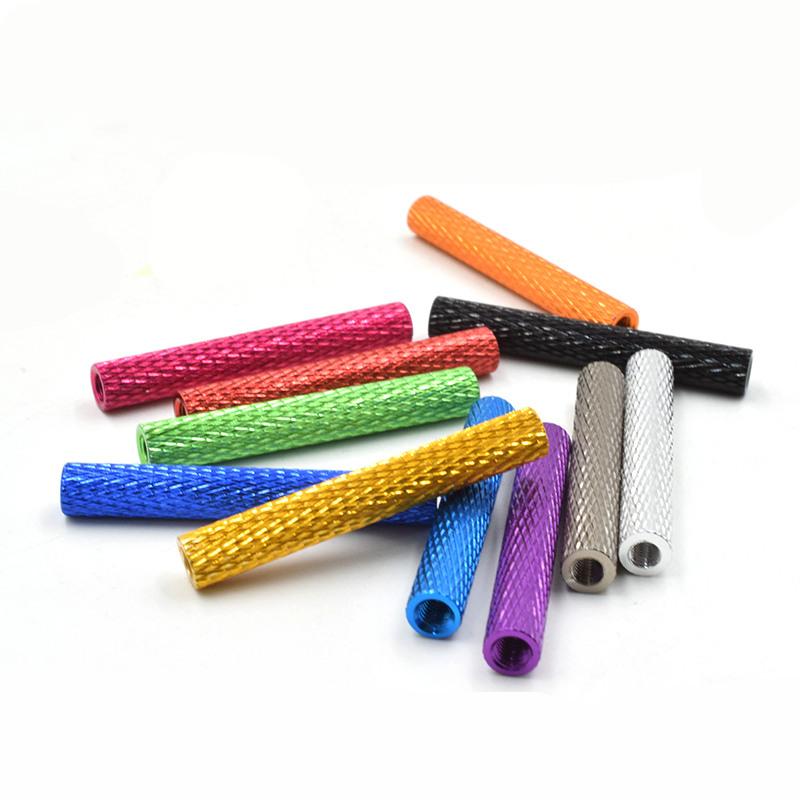 10Pcs M3 Colorful Knurled Aluminum Standoff Spacer Column M3x6-50mm Threaded Aluminum Rod Support Fastener