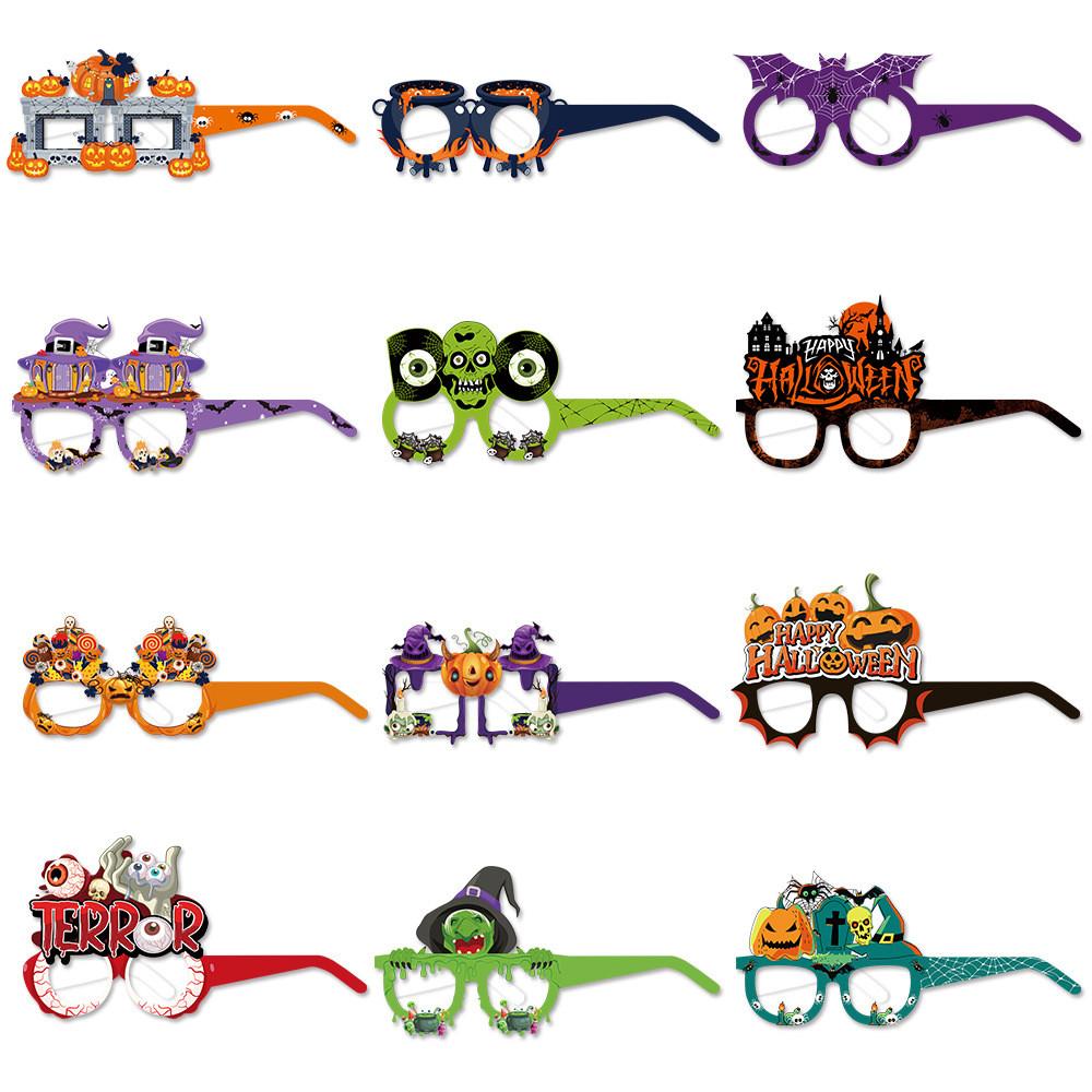 Pumpkin Witch Themed Paper Glasses Halloween Party Decoration Set Photo Props