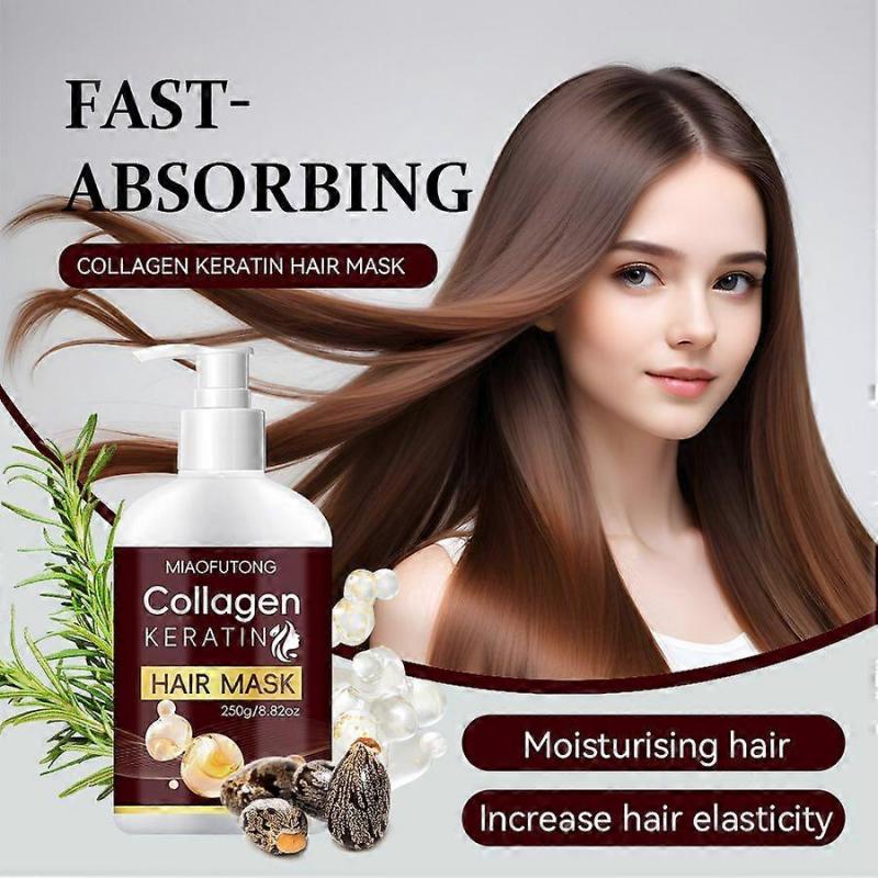 Collagen Hair Mask & Keratin Hair Mask, Keratin Hair Treatment, Hydrating Hair Repair Treatment Deep Conditioner Hair Mask for Dry Damaged Hair, 250g