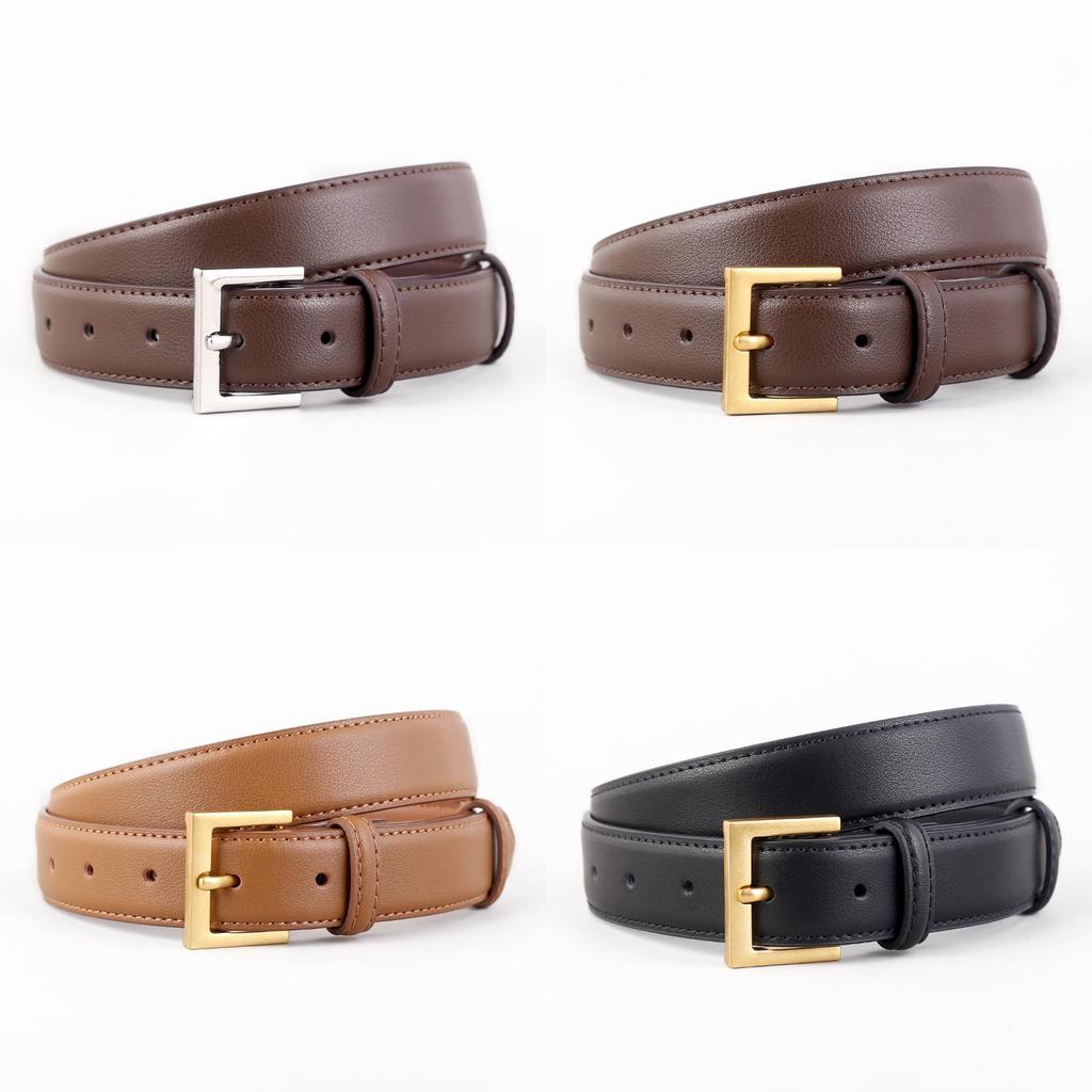 Classic Leather Belt For Women With Silver Pin Buckle And Casual Style