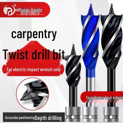 High Hardness Electric Wrench Drill Bit for Woodworking - Four-Flute, Four-Edge Wood Board Hole Enlarger