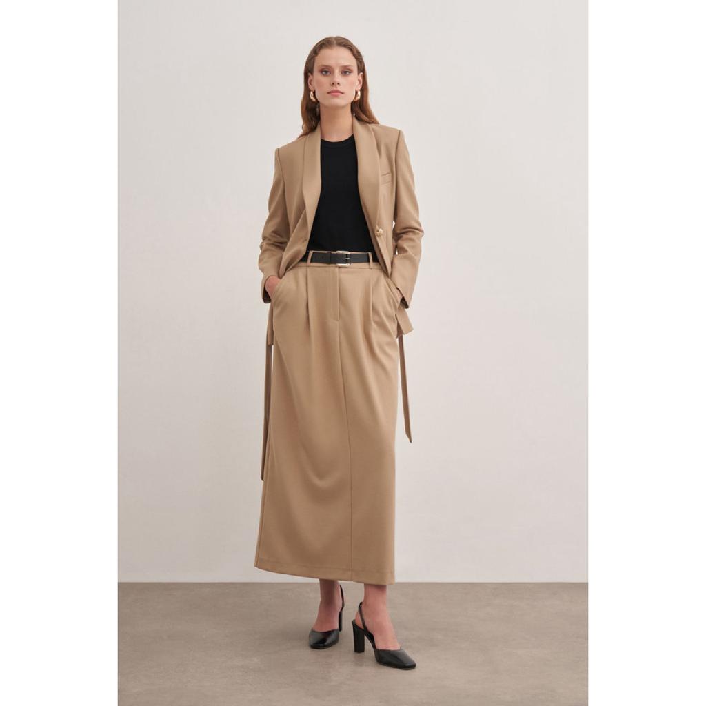 1161111 Belted Flonel Wool Skirt
