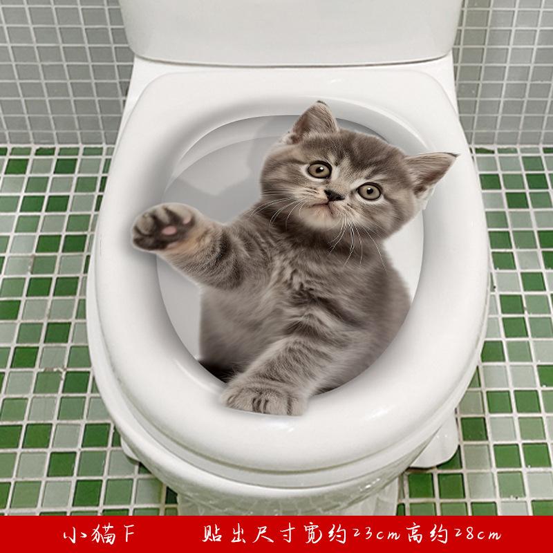 Toilettenaufkleber 3D Katze Lebhafter Wandaufkleber Mode Lieblich Tier PVC Wasserdichte Aufkleber Für Badezimmer Toilette Küche Dekorativ