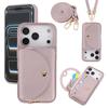 Crossbody Long Lanyard Leather Cards Solt Wallet Case For iPhone 17 Pro Max 16 Plus 15 14 13 Built in Makeup Mirror Bag Cover