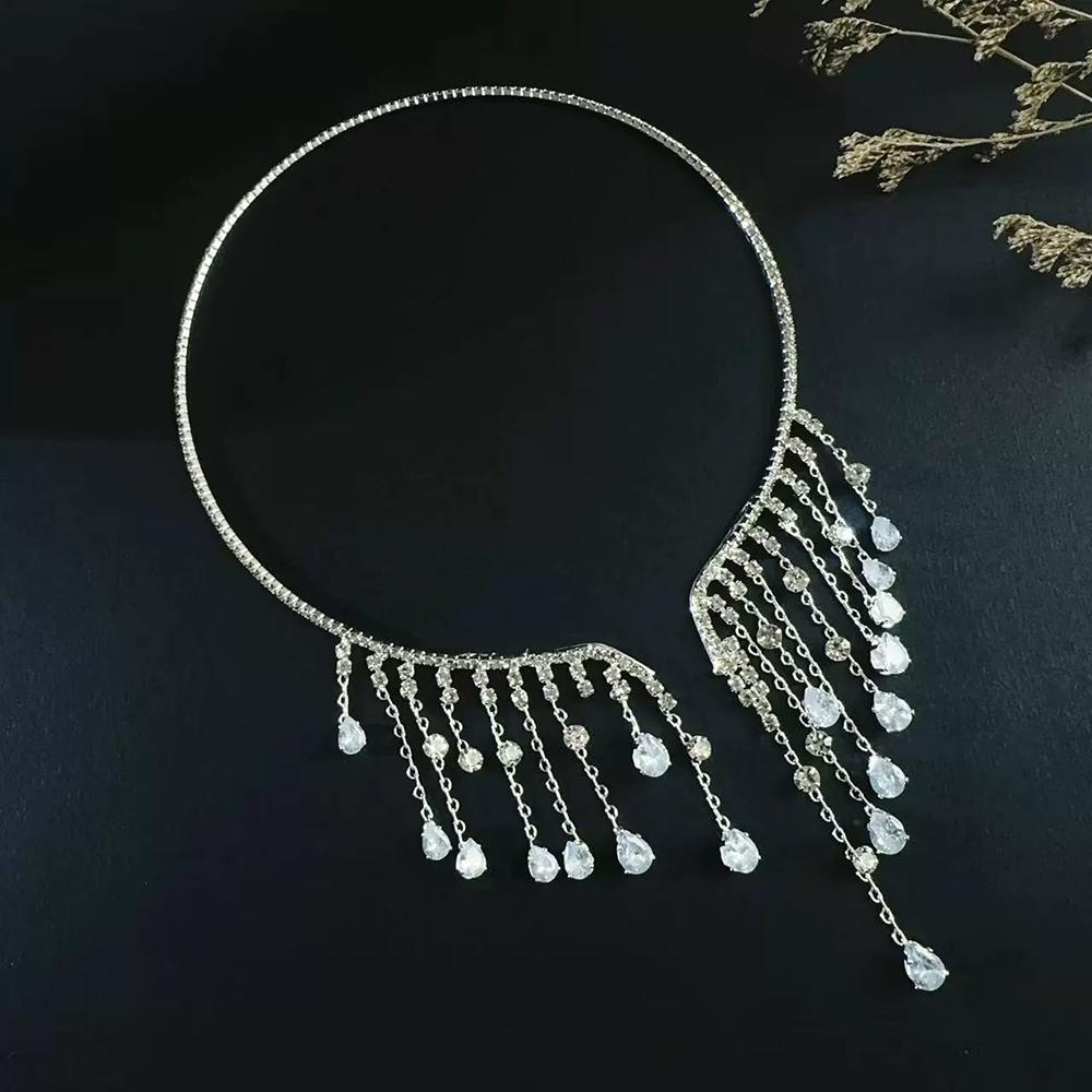 Zircon Tassel Necklaces Unique Rhinestone Necklaces Ball Accessories Fashionable Trendy Women's Wedding Jewelry Accessories