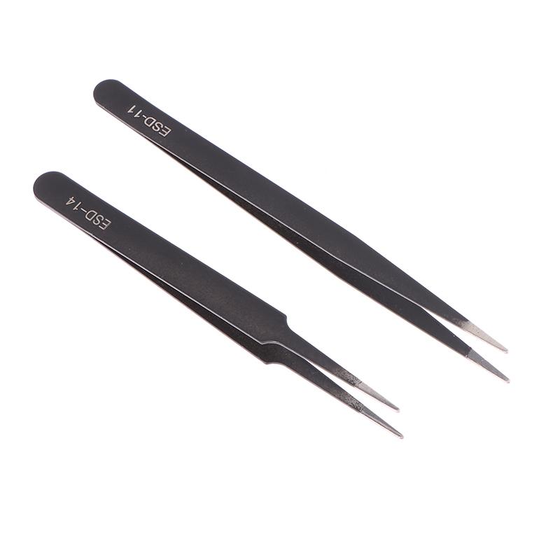 6 Pcs Precision Tweezers Set Anti-Static Esd Tweezer Stainless Steel Repair Tools For Electronics Soldering Model Jewelry Makin