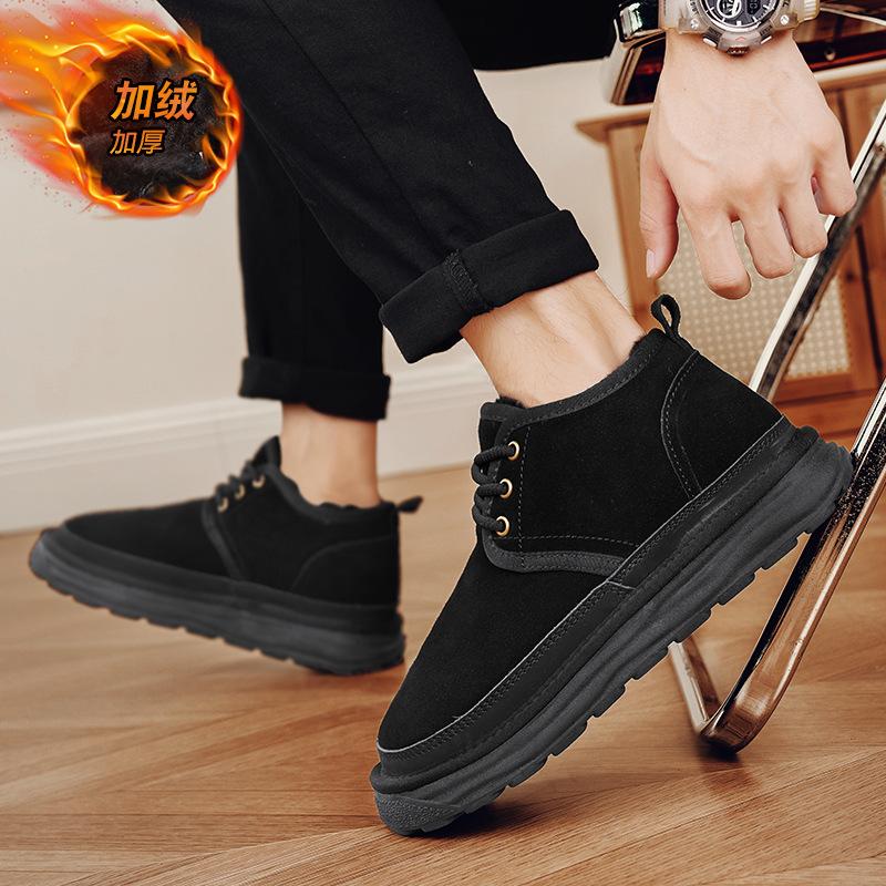 Winter New Velvet Warm Thickened Snow Boots Lace-up High-top Cotton Shoes Thick-soled Outdoor Short Boots