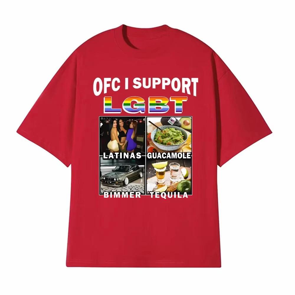 T-shirt Imprimé Meme Drôle Ofc Support LGBT Vêtements Homme Coton Manches Courtes T-shirts Amples Mode Rétro Hip Hop T-shirt Décontracté