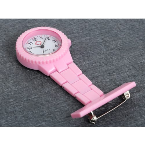 Lancardo Nurse Watch, Small Pocket Watch for Nurses, Stainless Steel Strap, Unisex, Analog Display, Pink, Includes Storage Pouch