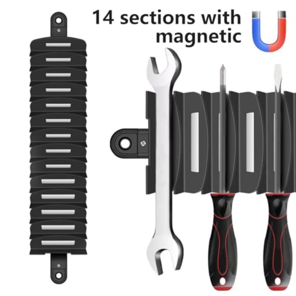 14-Slot Magnetic Wrench Organizer Adjustable Tool Organizer Screwdriver Rack  Portable Toolboxes