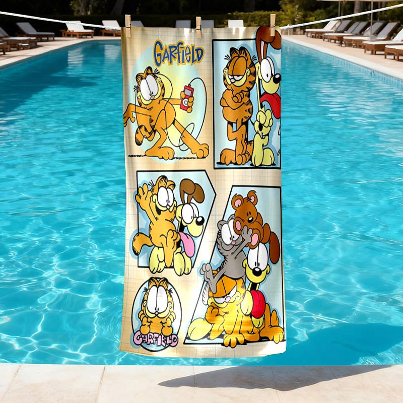 Garfield Print Beach Towel Design, Soft, Lightweight. for Home Bathroom, Spa, Pool, Yoga, Surfing, Camping, Gift for Family, Friend