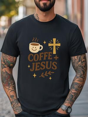 Kaffee und Jesus T-Shirt Christliches Morgen-Grafik-T-Shirt Glaube und Koffein-Liebhaber Unisex T-Shirt