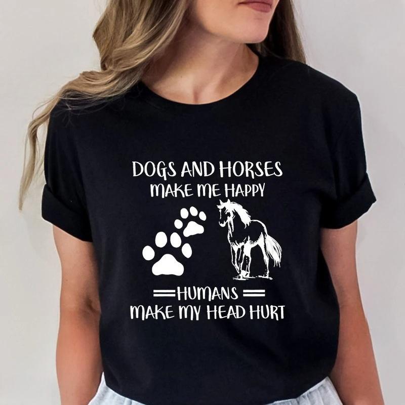 2026 New Fashion T Shirt Horse Heartbeat Design Adults Clothing Fashion Harajuku Horse Lover Female Tee Top Gifts