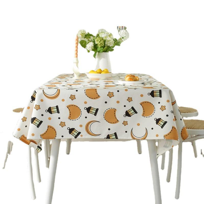 Polyester Printed Middle Eastern Muslim Star Moon Coffee Table Tablecloth Waterproof Dining Table Cloth Cover