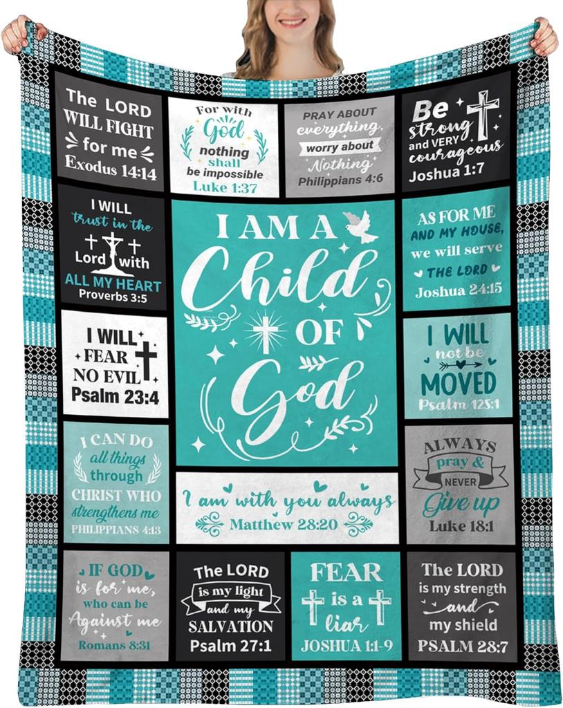 UHANKRU Christian Throw Blanket Purple X Inch  Inspirational Religious Gift for Women I Am a Child of God  Home Textile