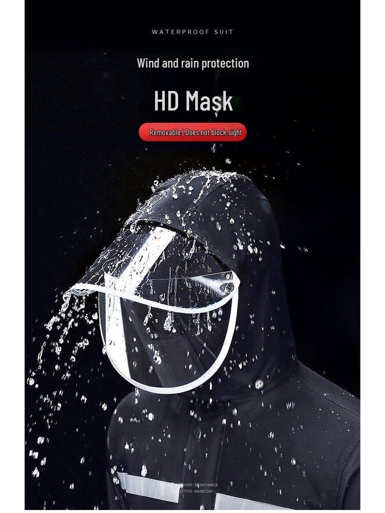 Thickened Full-Body Stormproof Raincoat and Pants - Reflective, Lengthened Set for Cycling and Riding