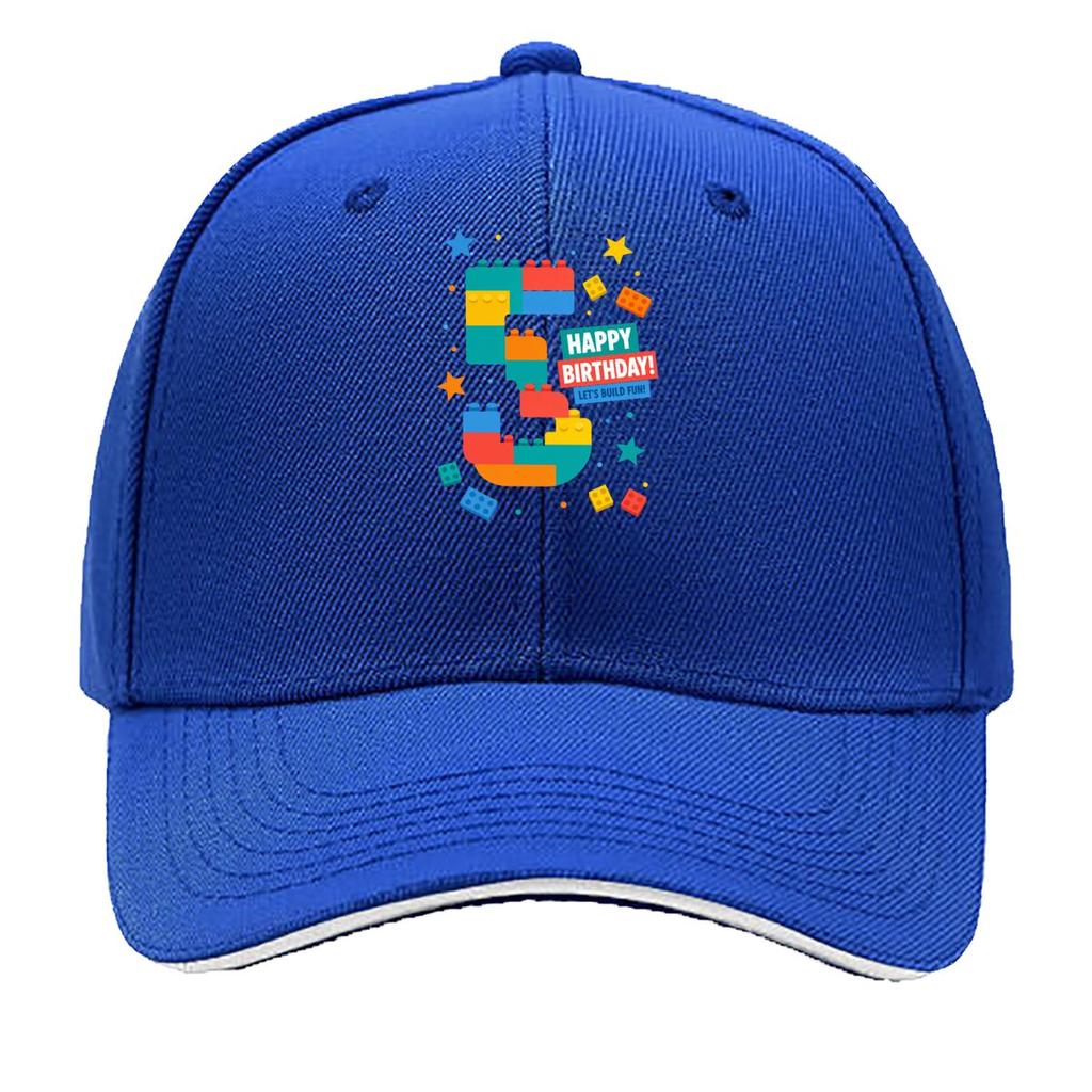 Colorful Toy Brick Birthday Five Sandwich Baseball Cap Sun Cap Outdoor Workouts Hat