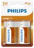 Philips Longlife D Batteries 2 Pieces