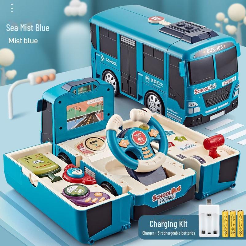 Baolexing 5811 Children's Educational Steering Wheel Toy - Transformable Bus Design for Boys