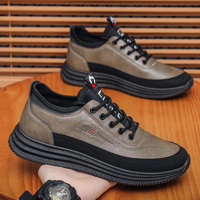 Fashion Brand Men's Casual Shoes High End Genuine Leather Loafers Elasticity Soft Sole Walking Shoes Comfortable Driving Shoes