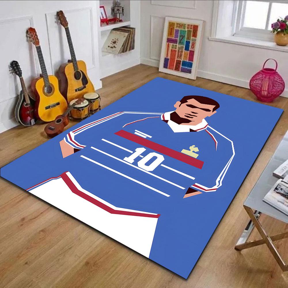 Blue Jersey Soccer Player Design Patterned Carpet, Non Slip Mat Suitable for Living Room and Bedroom Sofas