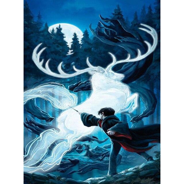 

5D DIY Алмазная мозаика олень алмазная живопись животное мультфильм горный хрусталь полная квадратная круглая алмазная вышивка украшение дома подарок Full Square 30X40CM серый